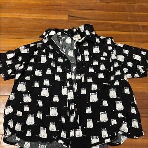 Cat Print Black Shirt